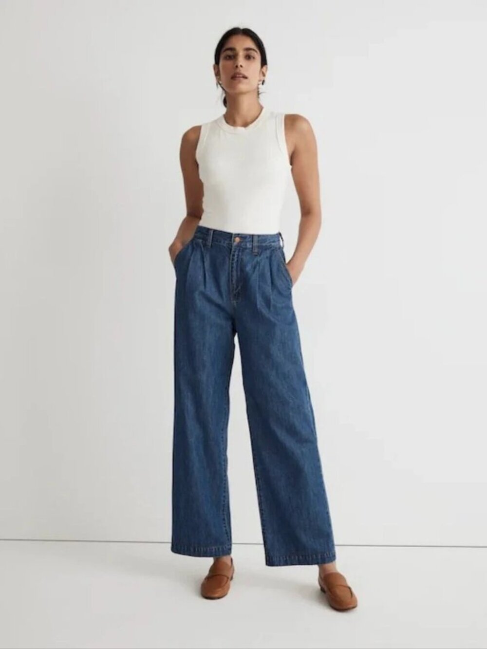 Madewell The Harlow Wide-Leg Jean in Fairson Wash / Baggy Straight Denim Size 32 - Picture 2 of 8
